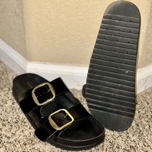 Patten faux leather, two buckle sandal